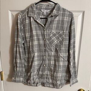 Old Navy Gray Flannel Checkered Shirt